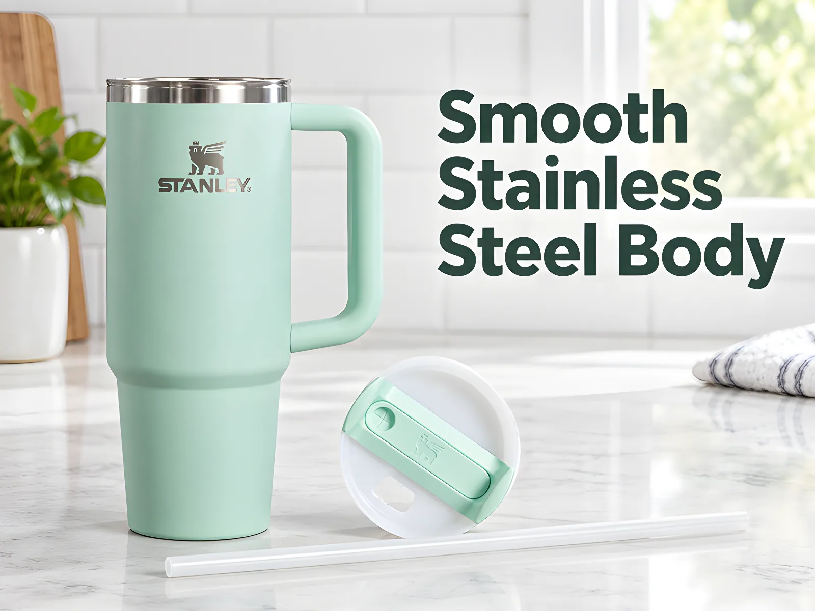 Quencher H2.0 FlowState Stainless Steel Vacuum Insulated (Mint, 30 oz), A+ content module, premium single image text