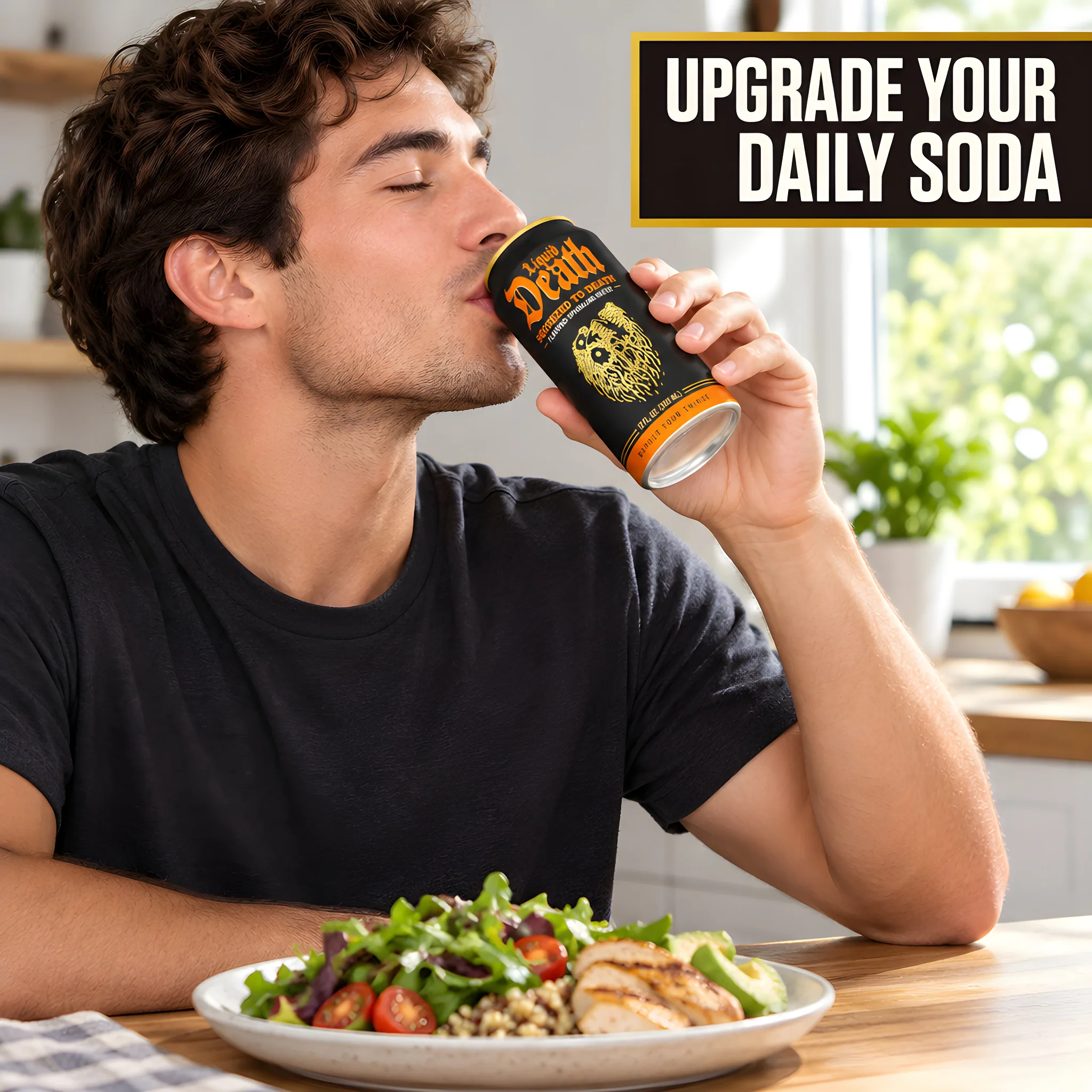 Liquid Death Soda-Flavored Sparkling Water - Modern Variety, (Pack of 12), lifestyle photograph in a real setting