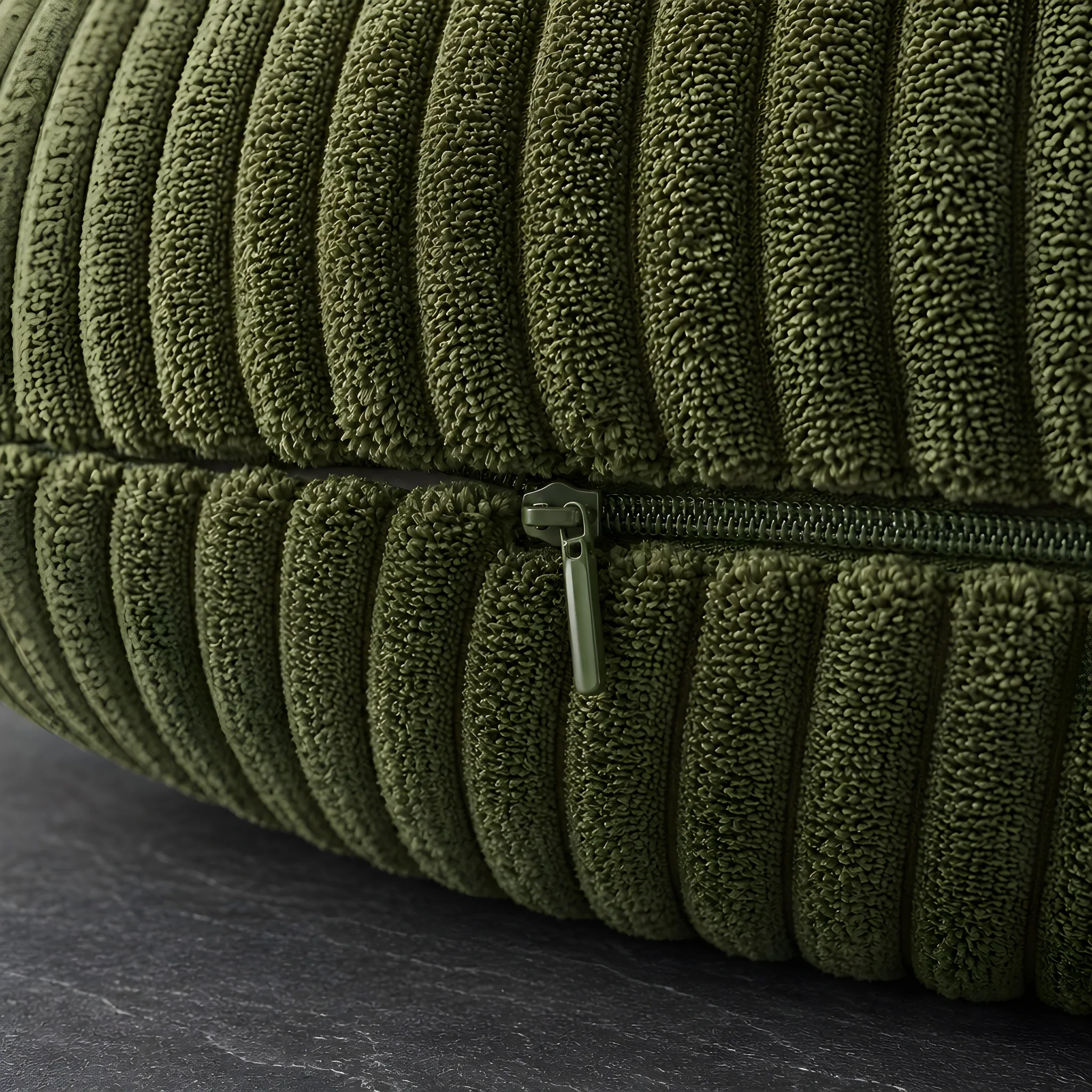 Wide-Wale Corduroy Cushion Cover Set of 2 (Deep Olive), close-up of the material detail