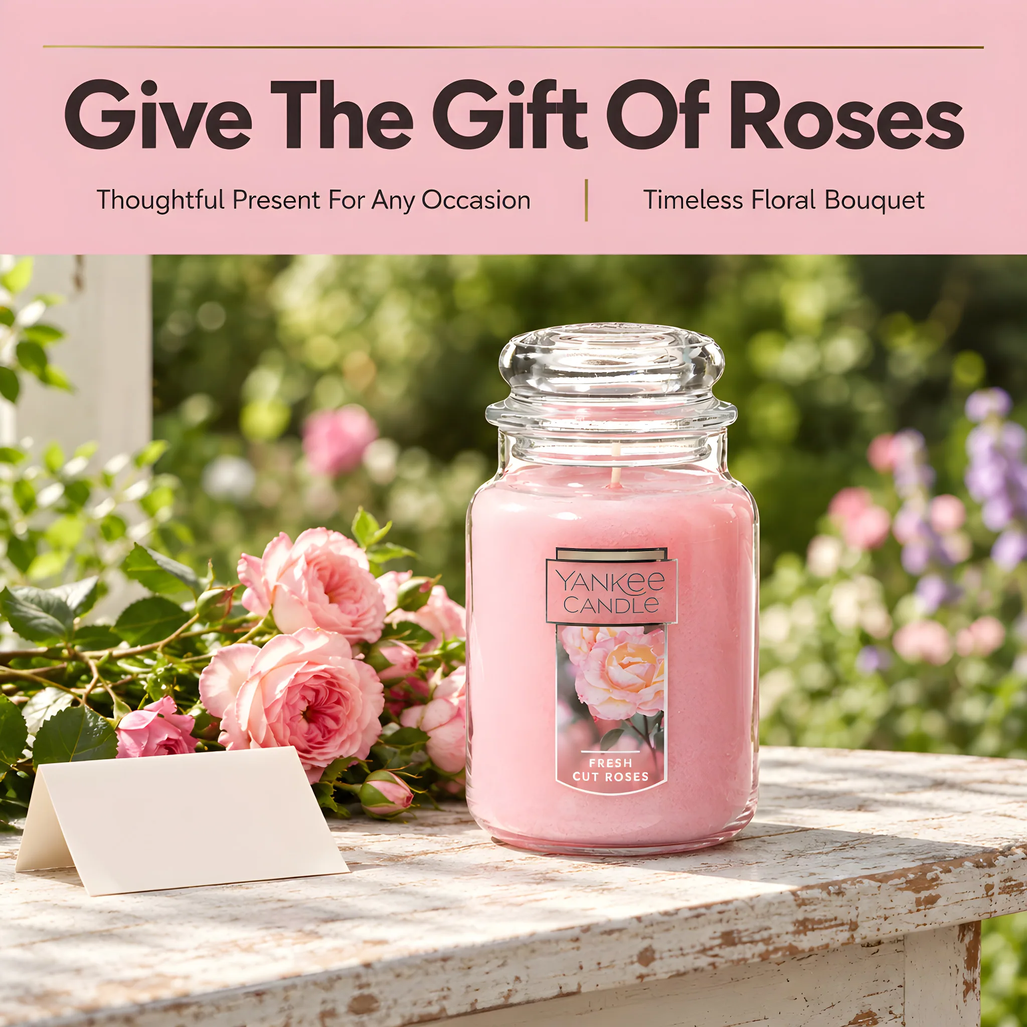 Fresh Cut Roses Scented Premium 22oz Single Wick Candle Over (Pack of 1), gift presentation